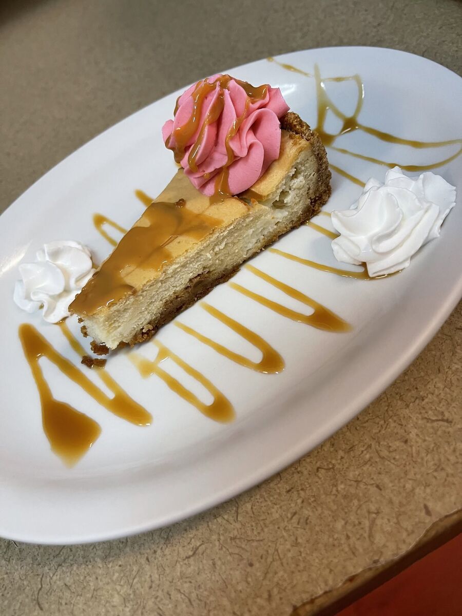 House dessert, plated with caramel