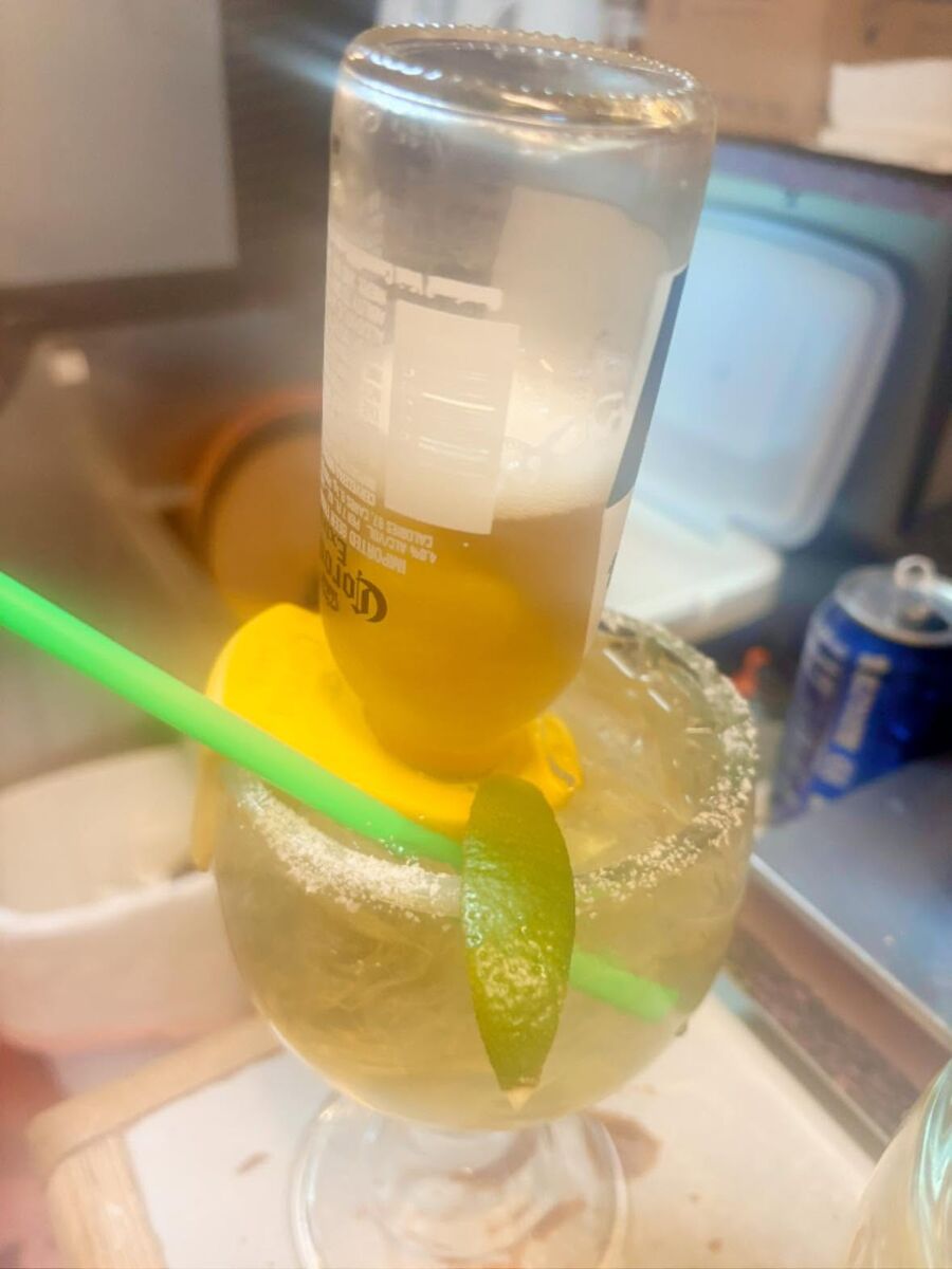 The upside-down bottle margarita