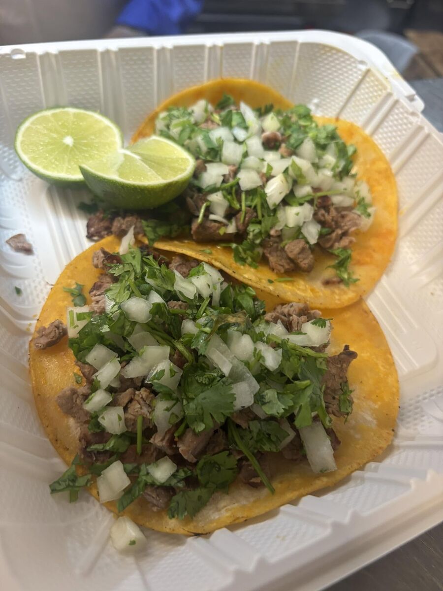 Street tacos with cilantro, onion and lime